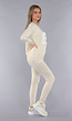 Beige Zachte Matching Stretch Set met Teddy Borduursel