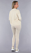 Beige Zachte Matching Stretch Set met Teddy Borduursel