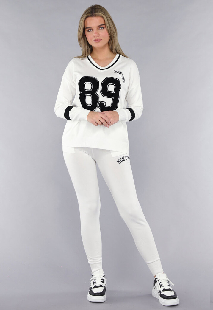 Witte Zachte StretchTwo Piece met Teddy Details