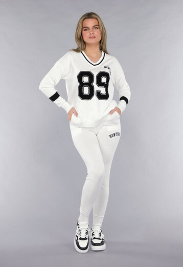 Witte Zachte StretchTwo Piece met Teddy Details