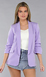 Lila Getailleerde Blazer met Geplooide Mouwen