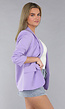 Lila Getailleerde Blazer met Geplooide Mouwen