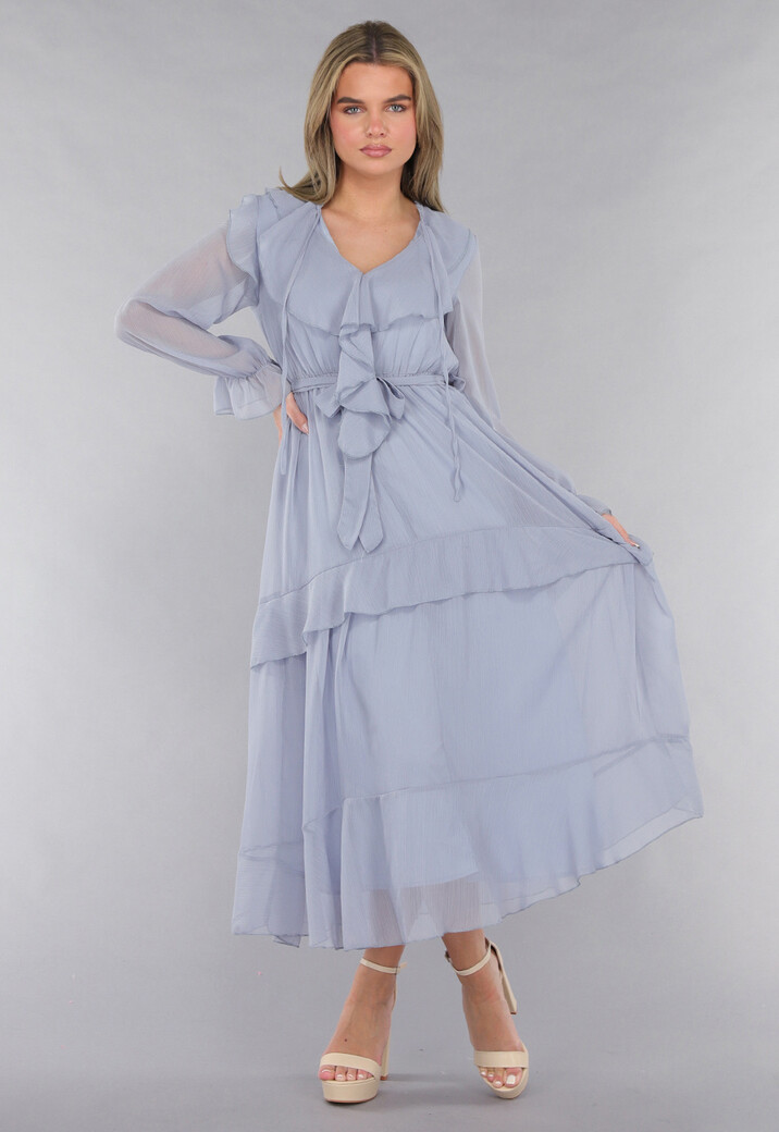 Maxi Jurk in Blauw met Ruffles