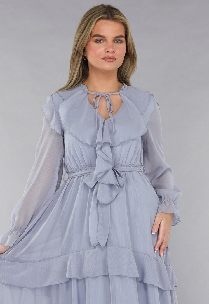 Maxi Jurk in Blauw met Ruffles