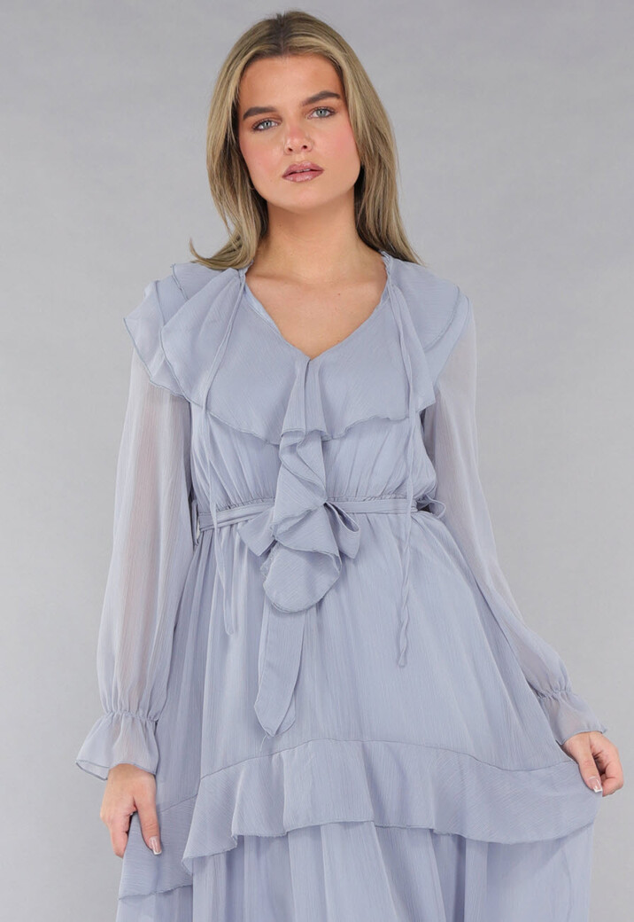 Maxi Jurk in Blauw met Ruffles