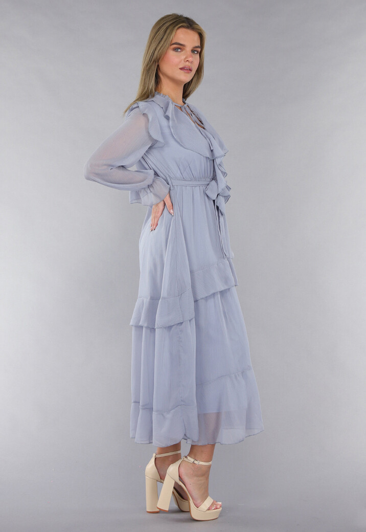 Maxi Jurk in Blauw met Ruffles