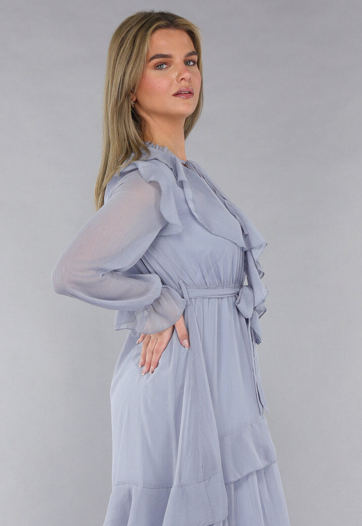 Maxi Jurk in Blauw met Ruffles