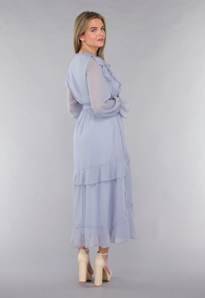 Maxi Jurk in Blauw met Ruffles