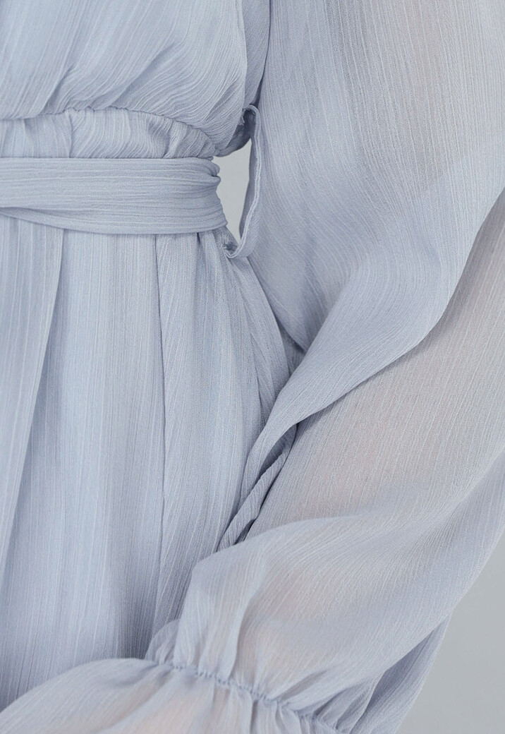 Maxi Jurk in Blauw met Ruffles