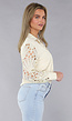 Beige Flowy Blouse met Peacock Crochet Mouwen