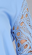 Lichtblauwe Blouse met See-Through Crochet Mouwen