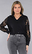 Blouse met Crochet Mouwen in Zwart