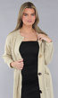 Lange Oversized Beige Cardigan met Gouden Knopen