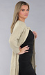 Lange Oversized Beige Cardigan met Gouden Knopen