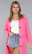 Lang Roze Gebreid Vest met Statement Knopen