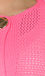 Lang Roze Gebreid Vest met Statement Knopen
