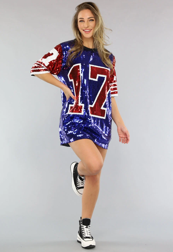 Football Jersey Jurk met Pailletten