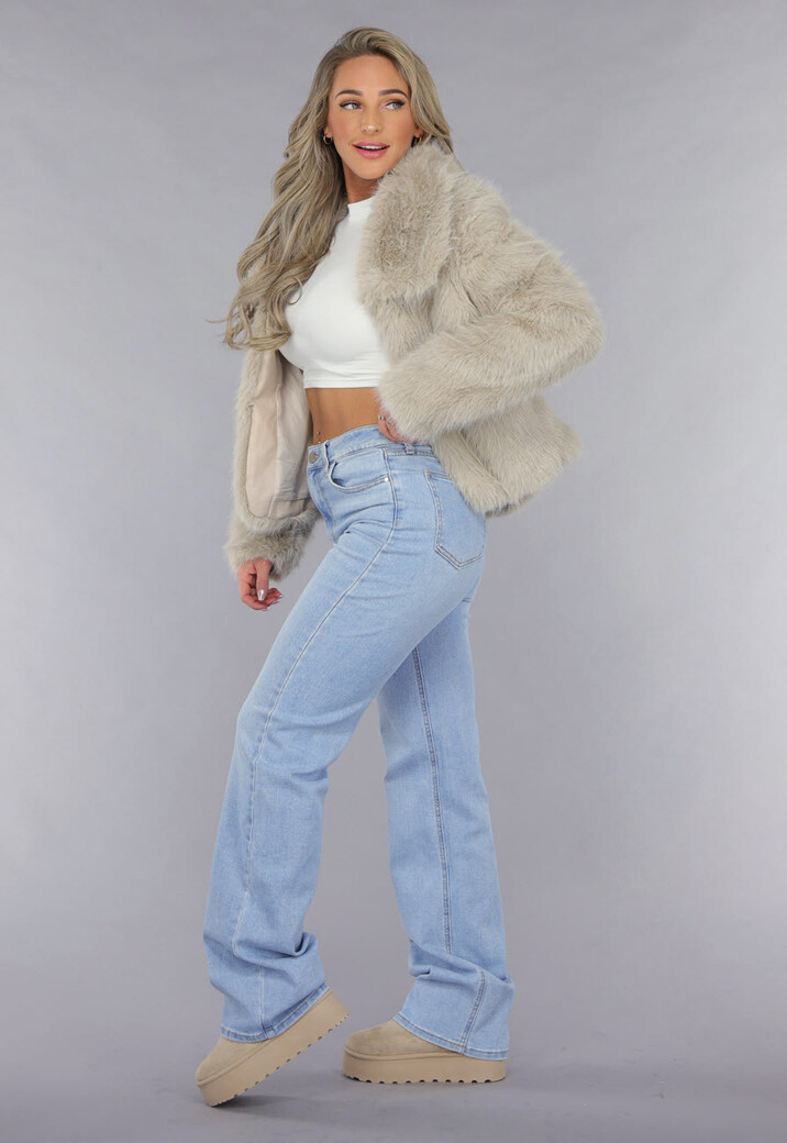 Taupe Faux Fur Jas