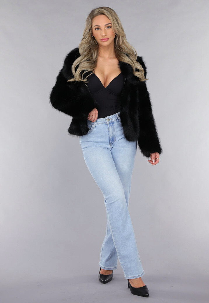 Zwarte Imitatie Bont Jas