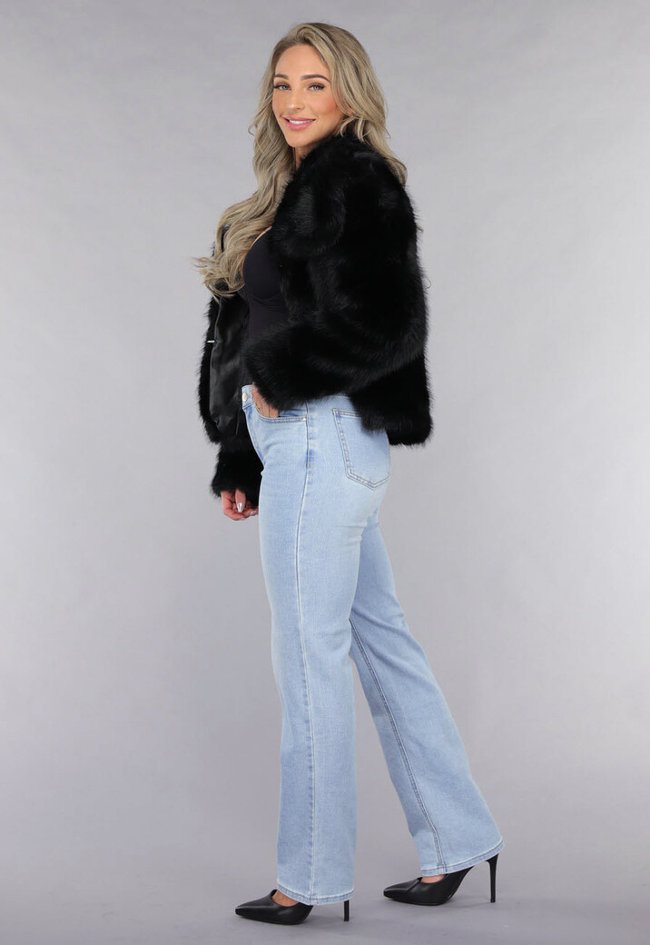 Zwarte Imitatie Bont Jas