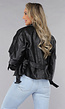 Zwart Biker Jack met Riem Details