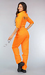 Lang Oranje Boevenjumpsuit met Handboeien