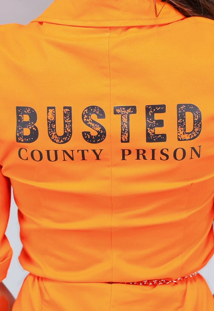 Lang Oranje Boevenjumpsuit met Handboeien