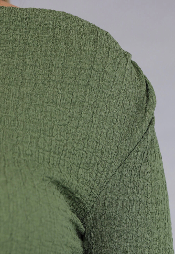 Khaki Twin Set in Gesmokte Stof