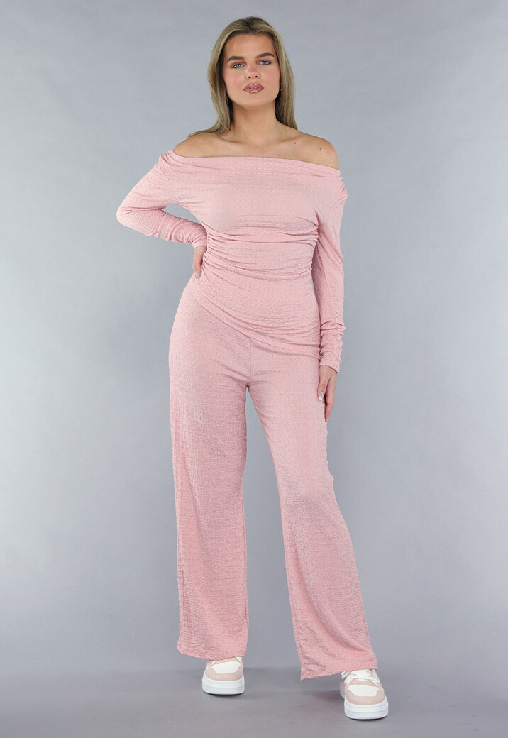 Gesmokte Stretch Two Piece in Roze