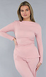 Gesmokte Stretch Two Piece in Roze