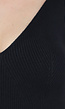 Zwarte Ribstof Stretch V Hals Midi Jurk