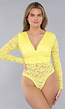 Gele Kanten Bodysuit met Padding