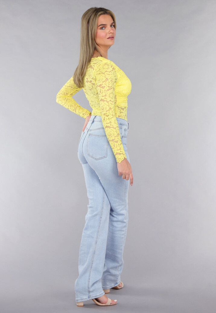 Gele Kanten Bodysuit met Padding