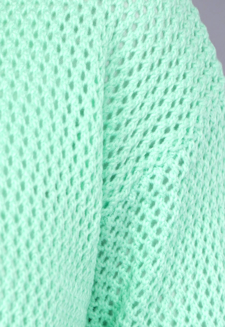 Oversized Mintgroen Gebreid Vest met Knopen en Zakken