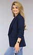 Marine Blauwe Blazer met Geplooide Driekwart Mouwen