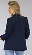 Marine Blauwe Blazer met Geplooide Driekwart Mouwen