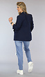 Marine Blauwe Blazer met Geplooide Driekwart Mouwen