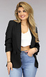 Zwarte Blazer met Geplooide Driekwart Mouwen