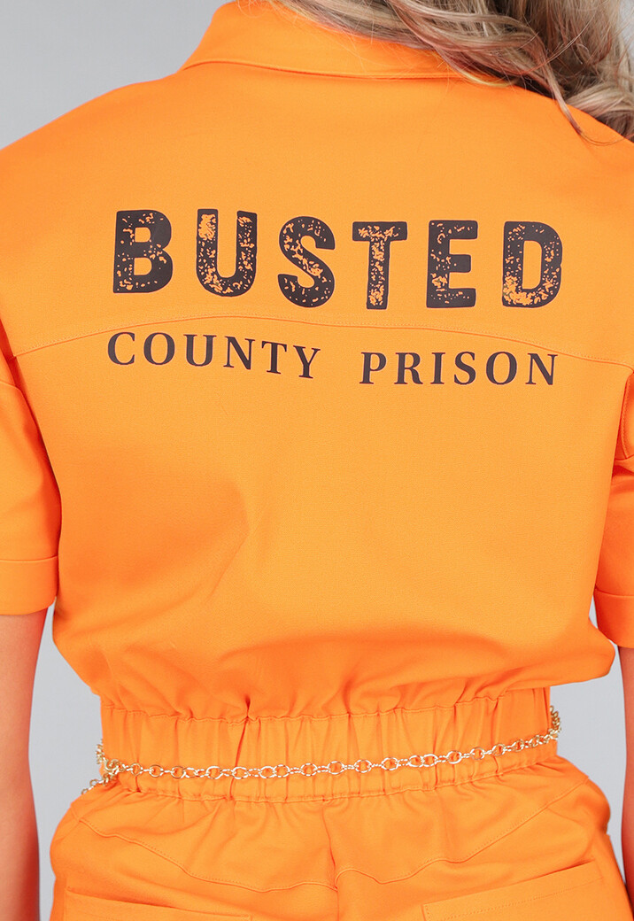 Oranje Boeven Kostuum met Handboeien