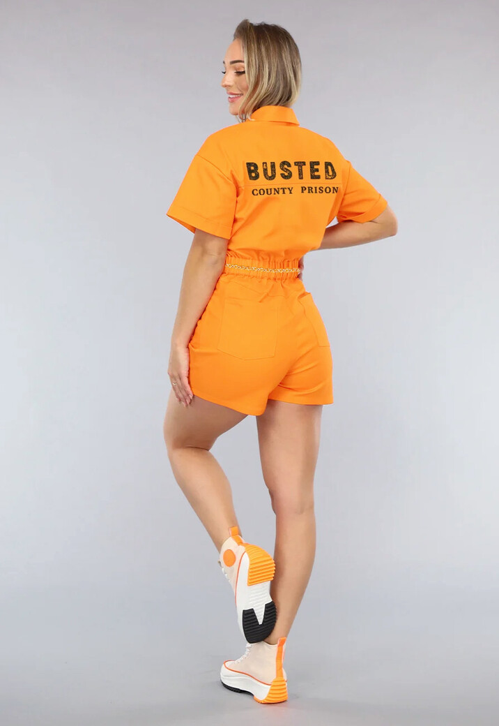 Oranje Boeven Kostuum met Handboeien