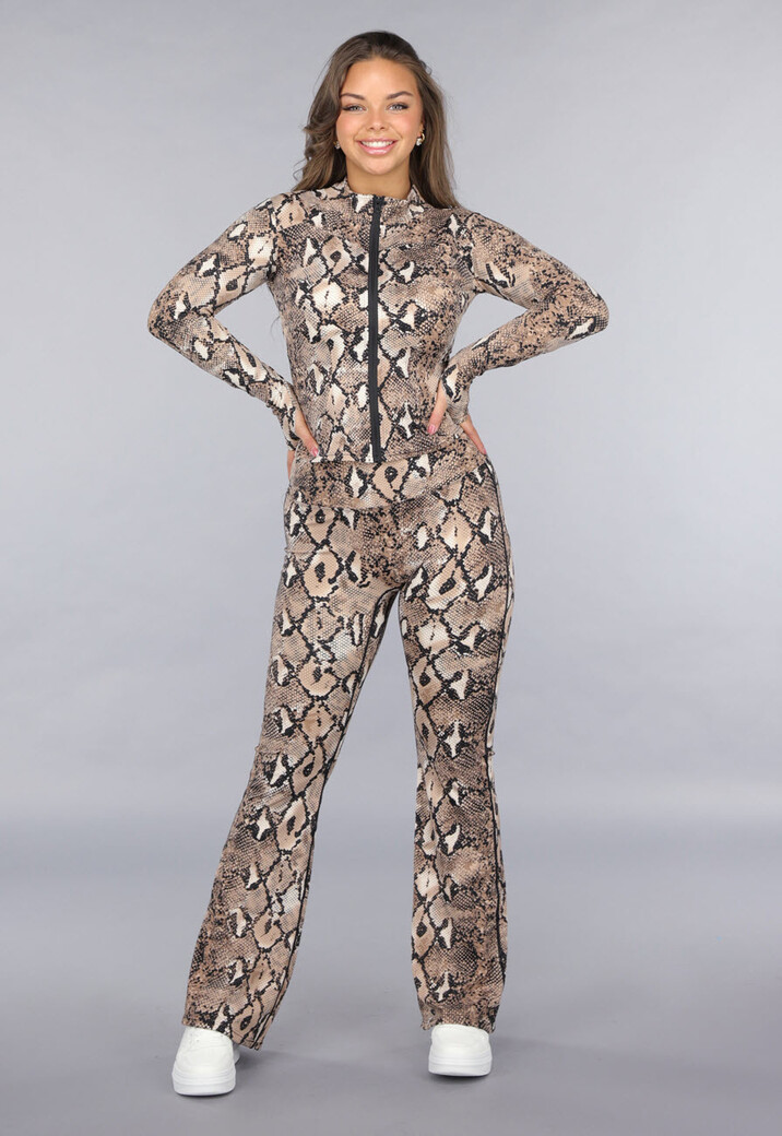 Snake Print Stretch Set met Vestje en Flair Broek