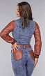 Denim Flair Two Piece met Bruine Lederlook Details
