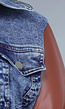 Denim Flared Two Piece met Bruine Lederlook Details
