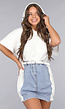 Witte T Shirt Jurk met Denim Rok Ontwerp