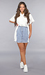 Witte T Shirt Jurk met Denim Rok Ontwerp