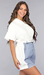 Witte T Shirt Jurk met Denim Rok Ontwerp