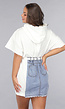 Witte T Shirt Jurk met Denim Rok Ontwerp