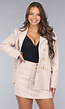 Beige Matching Blazer Set met Skort en Marine Knopen