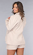 Beige Matching Blazer Set met Skort en Marine Knopen