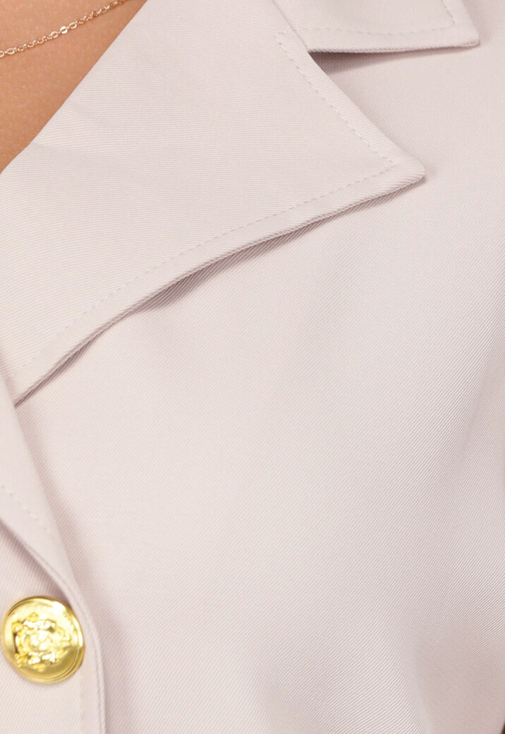 Beige Matching Blazer Set met Skort en Marine Knopen